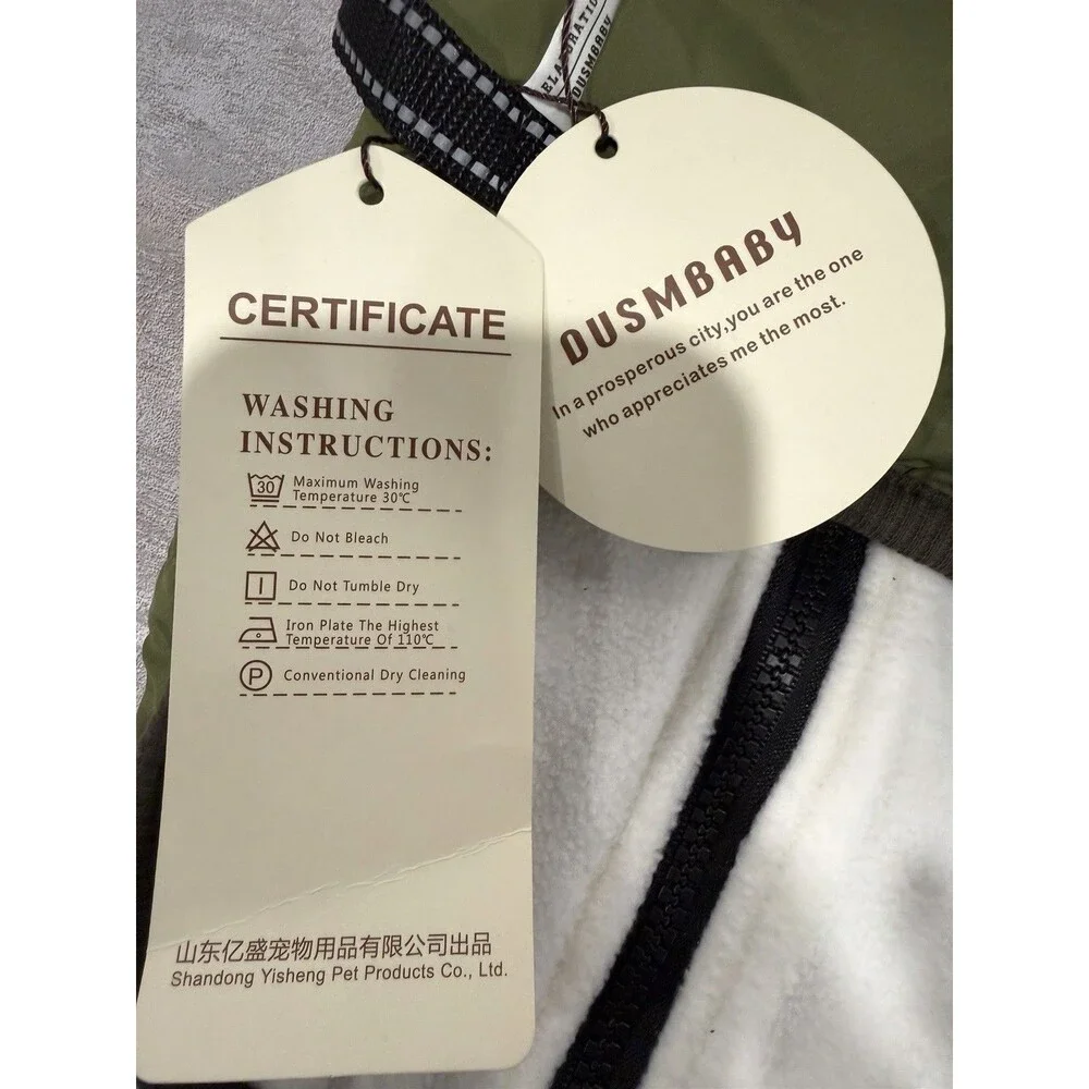 NWT DUSMBABY Fashion Sports Dog Winter Jacket Harness Vest Puffer Coat Green XL